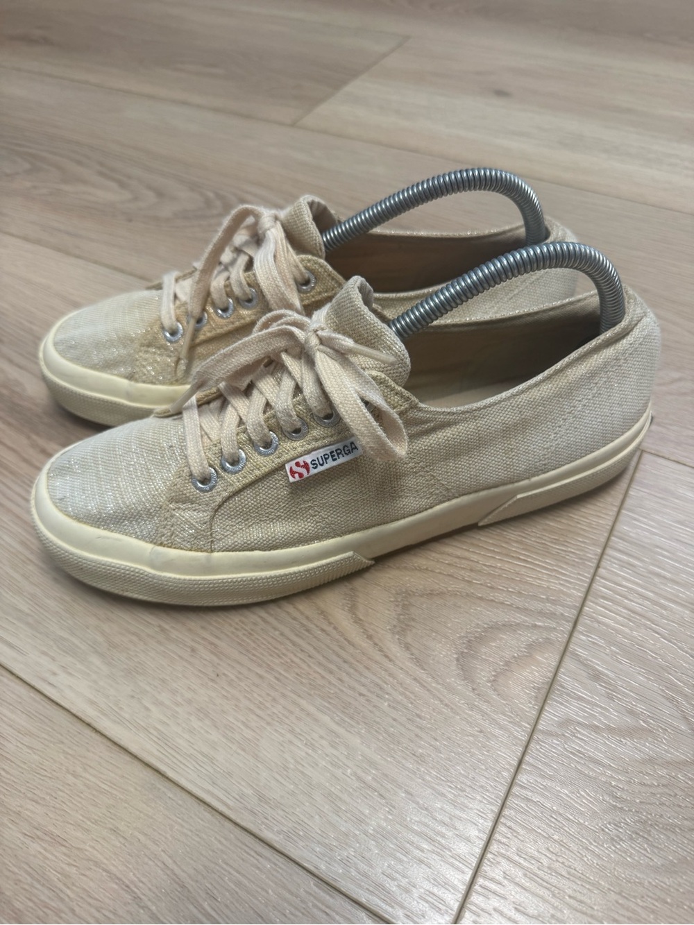 Superga 2750 Cotu Classic canvas sneakers in a metallic beige woman’s size 9.5 - Picture 3 of 10